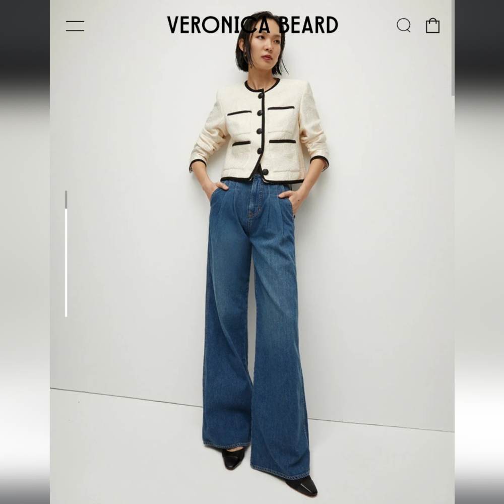 Veronica Beard Mia Wide Leg High-Waist Jean Classic Blue Wash